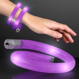 PURPLE Flashy LED Flashing Light Up Curl Tube Wrap Bracelets